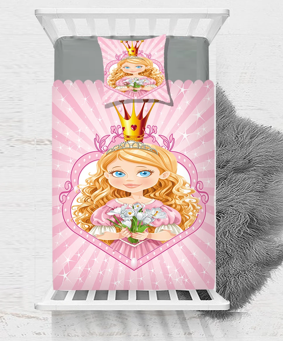 

Else Pink Princess Girl Golden Crown Sea Baby Boy Kids Children 3d Print Single Bedspread Bed Cover Gift Combine Pillow Cover