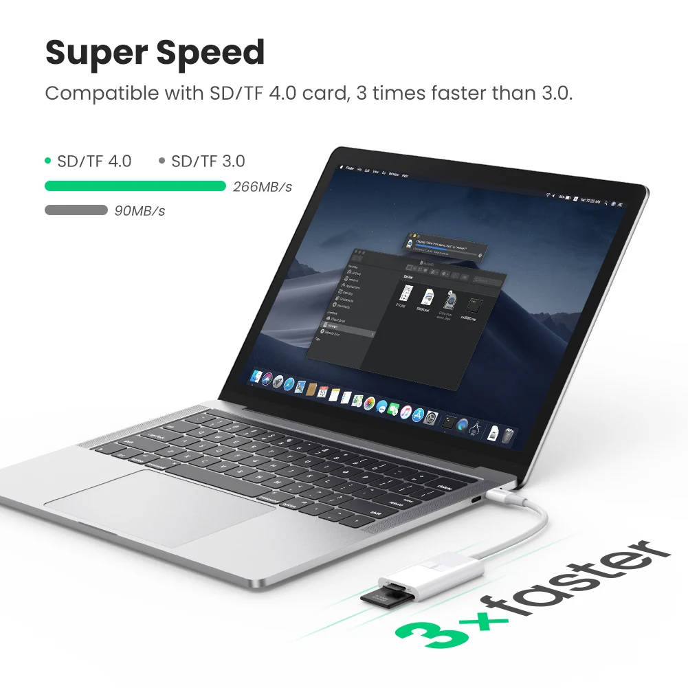 UGREEN кард-ридер Тип C устройство для чтения карт SD TF микро-sd 4 0 UHS-II USB-C3.1 памяти OTG iPad