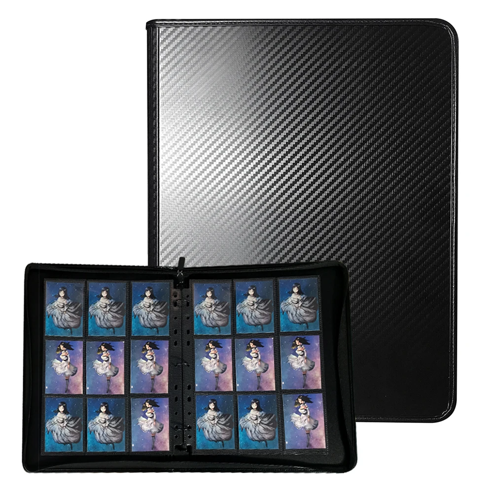

PP Plastic Three-hole Trading Card Ring Binder 360 Pockets Mini Photo Album With Zipper Stationery Storage Artifact