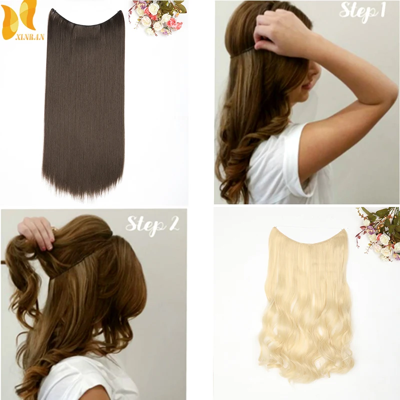 XINRAN Straight Fishline Wave Wig Hair Extensions Pure Color Extension High Temperature | Шиньоны и парики