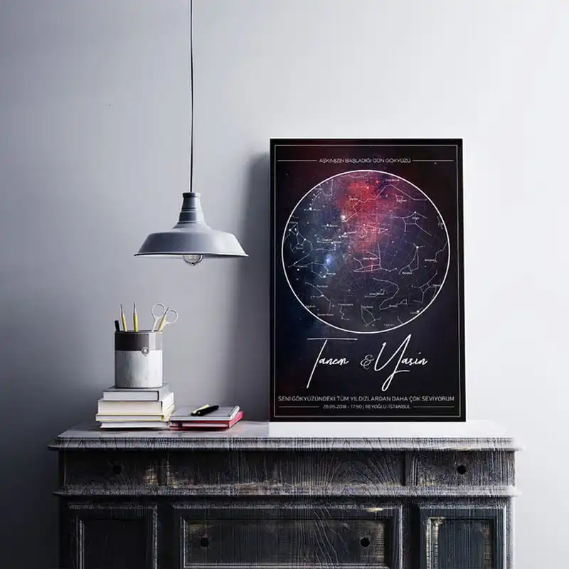 

Valentine's Day Gift Star Map Design Photo Printed Canvas Table Poster Printing Wall Art Painting Modern Living Room Decor