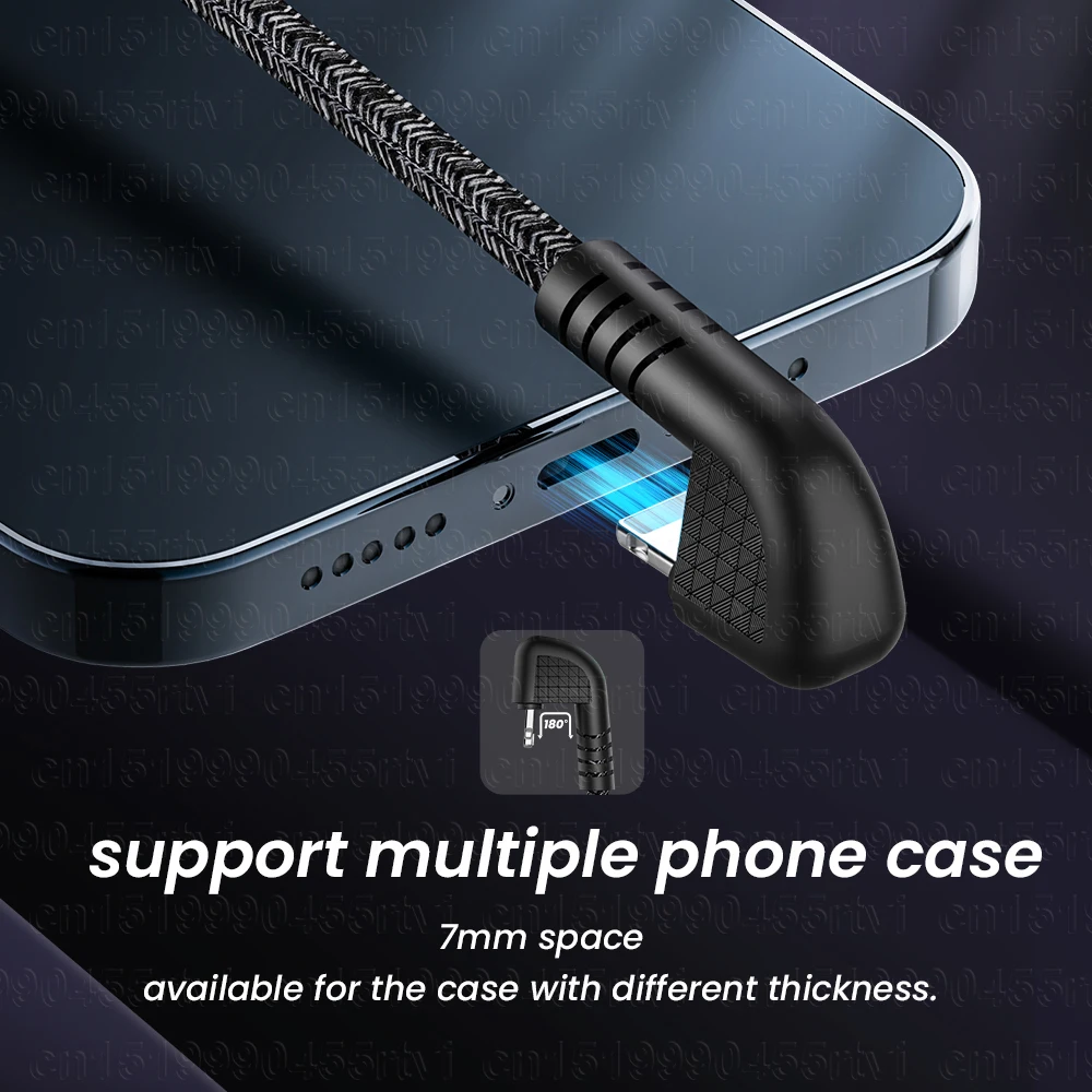 2A U-shaped elbow data cable For iPhone 13 12 11 Pro Max 8 7 6 6S Plus mobile phone charging cable 1M/2M/3M