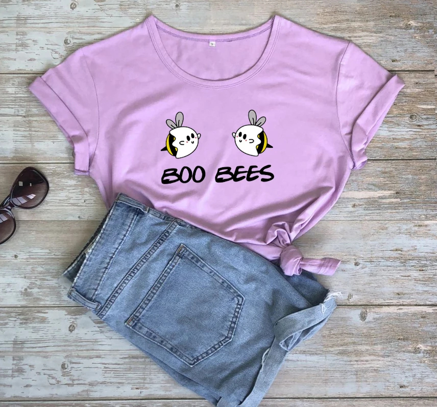 Милая женская футболка Boo bees graphic из чистого хлопка повседневная забавная