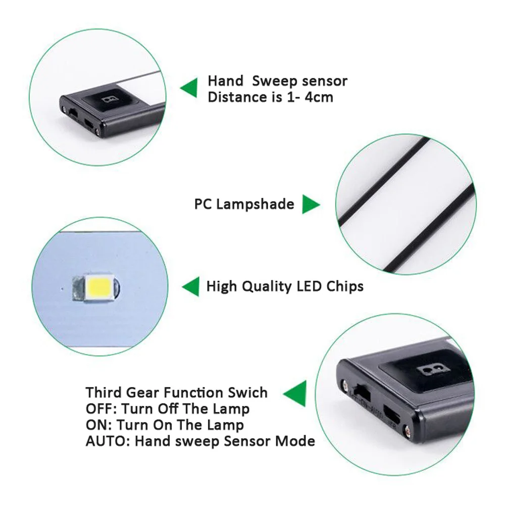 hand sweep sensor 2040cm magnet installation usb chargeable powered led kitchen light lamp for cabinet wardrobes closet free global shipping
