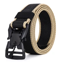 magnetic buckle mens belt stitched stripe fashion belt outdoor sports nylon belt free shipping gift box packaging
