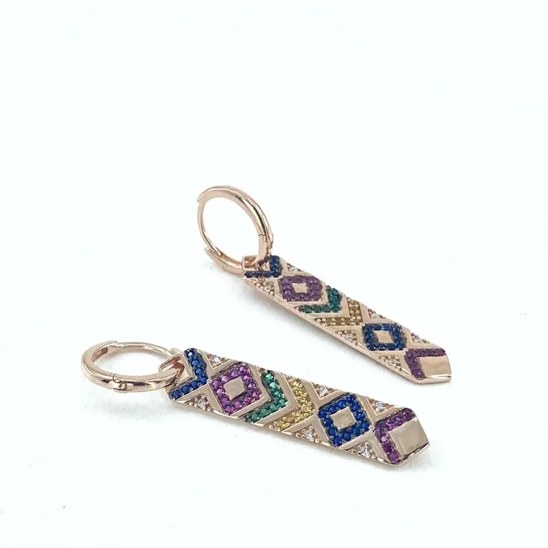 

Multicolor Trend Fashion Colorful Bar Silver Earrings