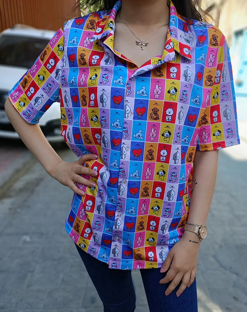 

Kpop anime character printed women shirt Tops Korean Blackpink Kpop Army Summer special