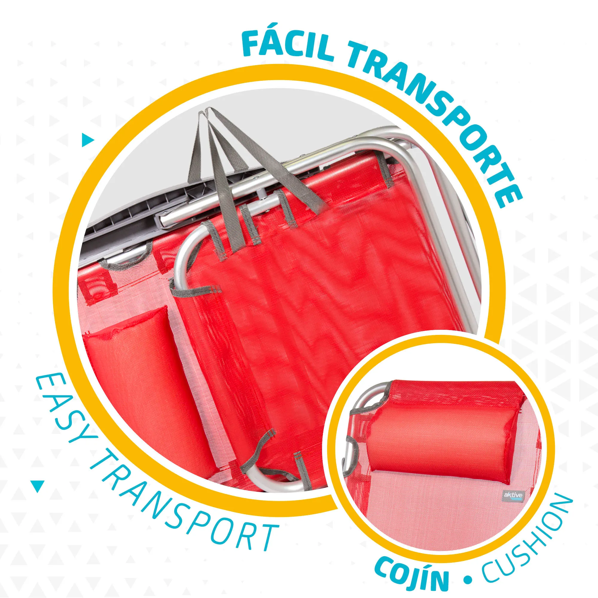 Barato Silla Plegable Multiposición Aluminio Aktive Beach 62x48x83cm Rojo, Silla De Playa, Silla Playa Portatil, Silla Plegable Camping