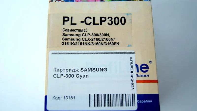 Картридж CLP-C300A Cyan для Samsung CLP-300/ CLX-2160/ CLX-3160 совместимый |