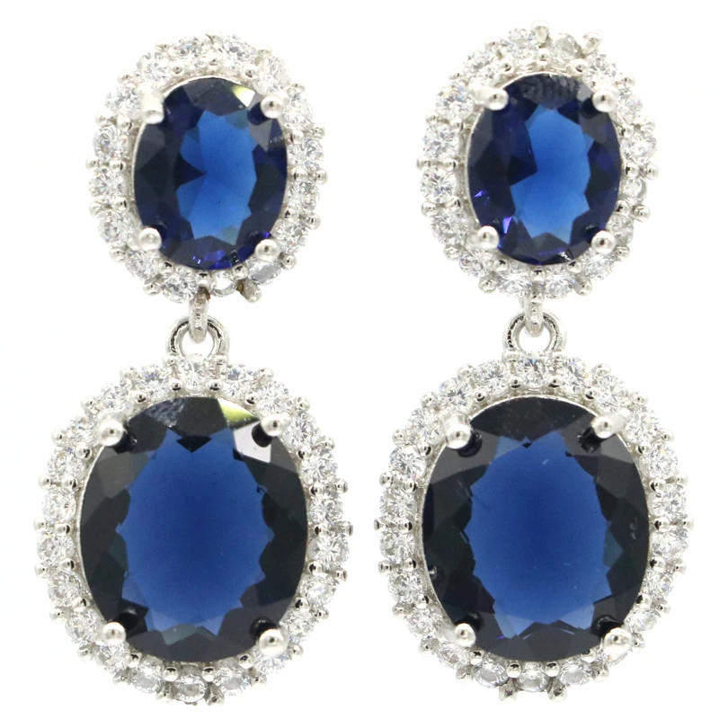 

35x16mm SheCrown Delicate Fine Cut Created Pink Kunzite Tanzanite CZ For Ladies Birthday Gift Daily Wear Silver Earrings