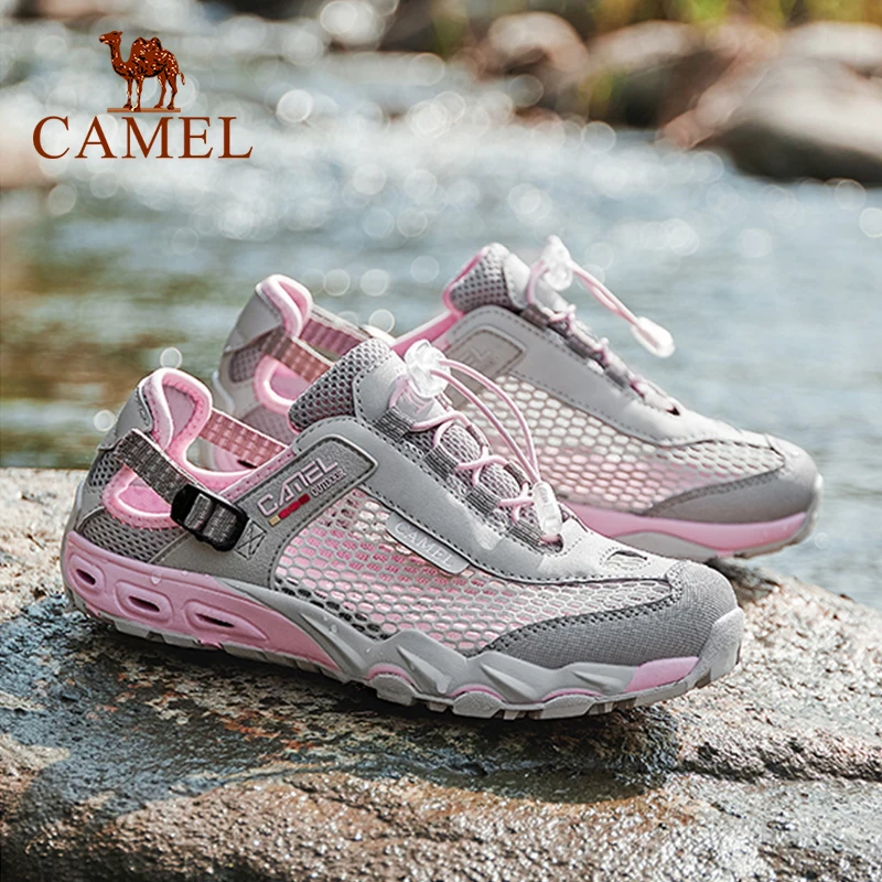 CAMEL Summer Men Women Creek Shoes Male Female Aqua Shoes Quick-drying Non-slip Fishing Shoes Couple Wading Beach Sandals