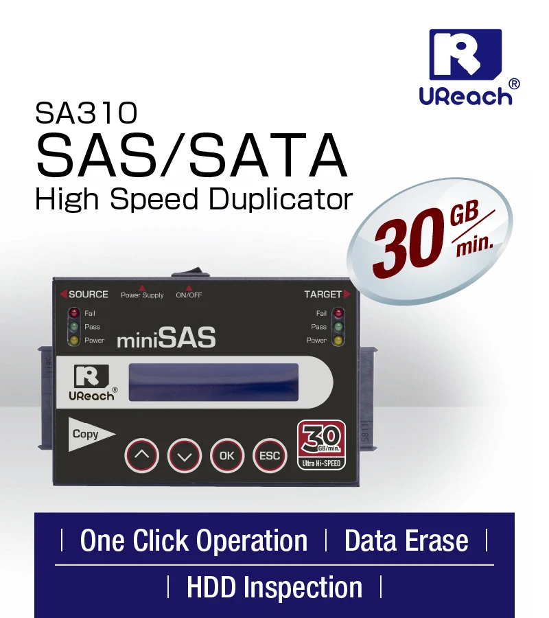 U-Reach SA310 Ultra High Speed HDD/SSD Copy machine SAS/SATA/IDE/mSATA Standalone Copier