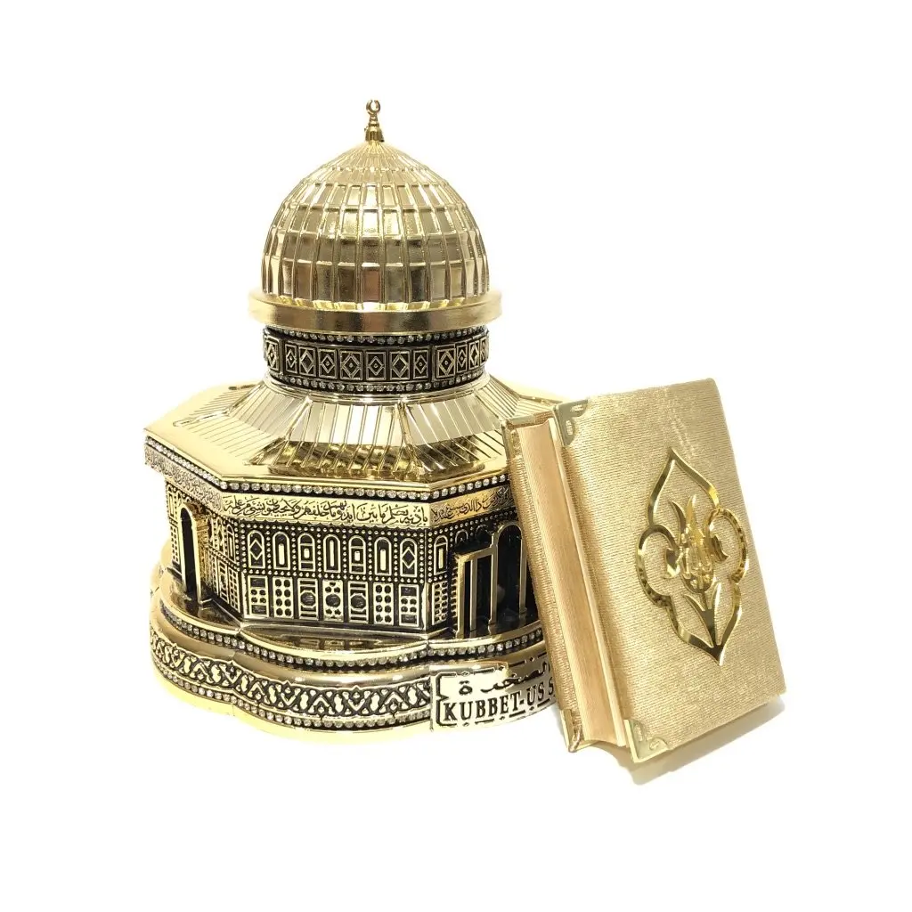 

23 Cm Dome of the Rock Quran Box Trinket Gold Home Decor Pen Holder Gift Modern Home Office Decor