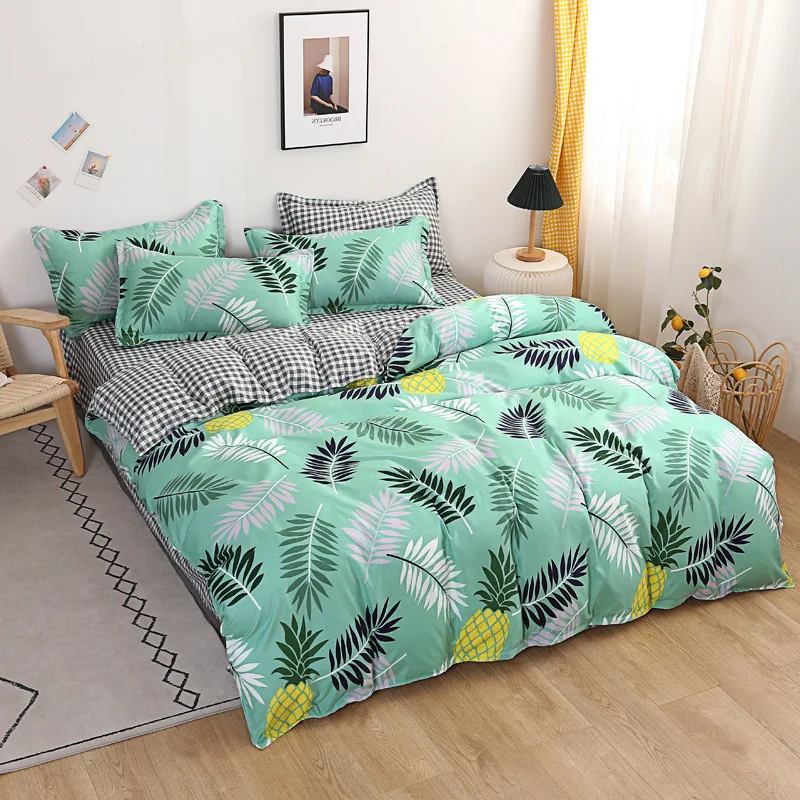 Nordic краткое Постельное белье Комплект постельного белья с узором из листьев
