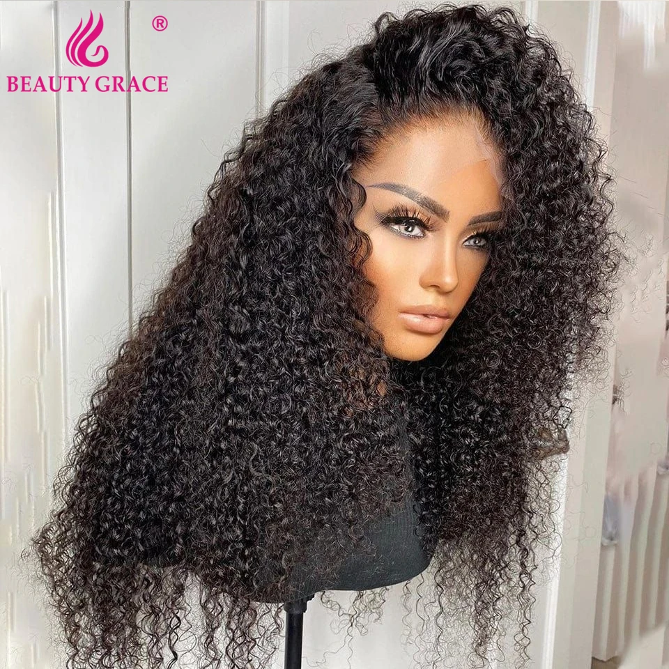 13X4 Curly Lace Frontal Human Hair Wigs For Women 250 Density 4X4 Lace Closure Wig 30 Inch Kinky Curly Lace Front Human Hair Wig