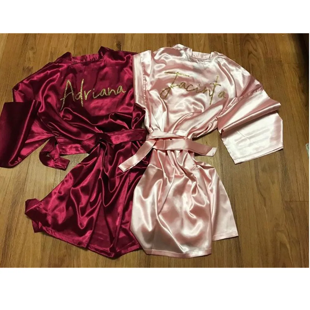 Атласный халат для девичника на заказ блестящие золотые халаты банный вечеринки