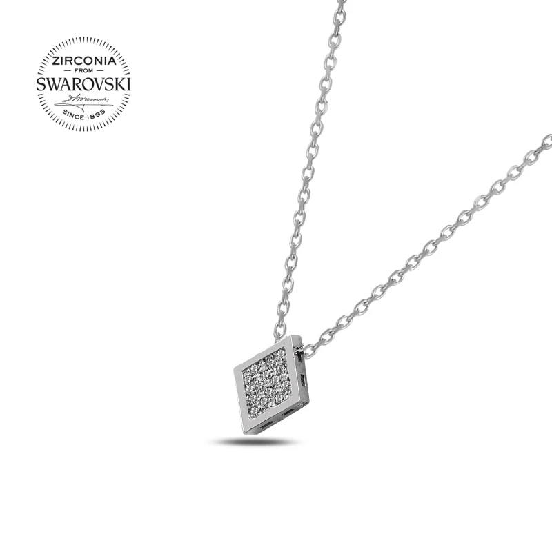 

Silver 925 Sterling Swarovski Zirconia Cubic Zirconia Diamond Shape Necklace