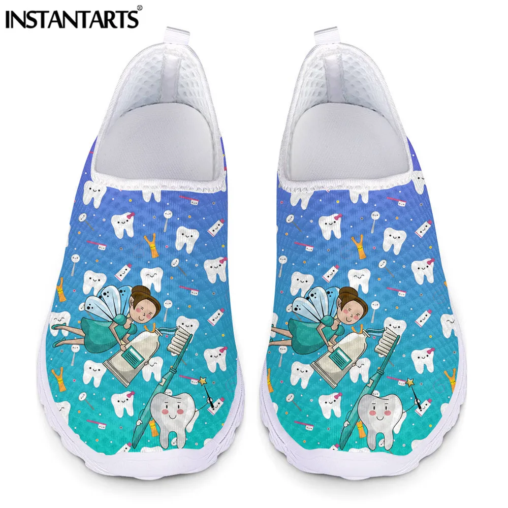 

Женские кроссовки с градиентом INSTANTARTS, повседневная светильник на плоской подошве, с рисунком зубов феи, летняя обувь