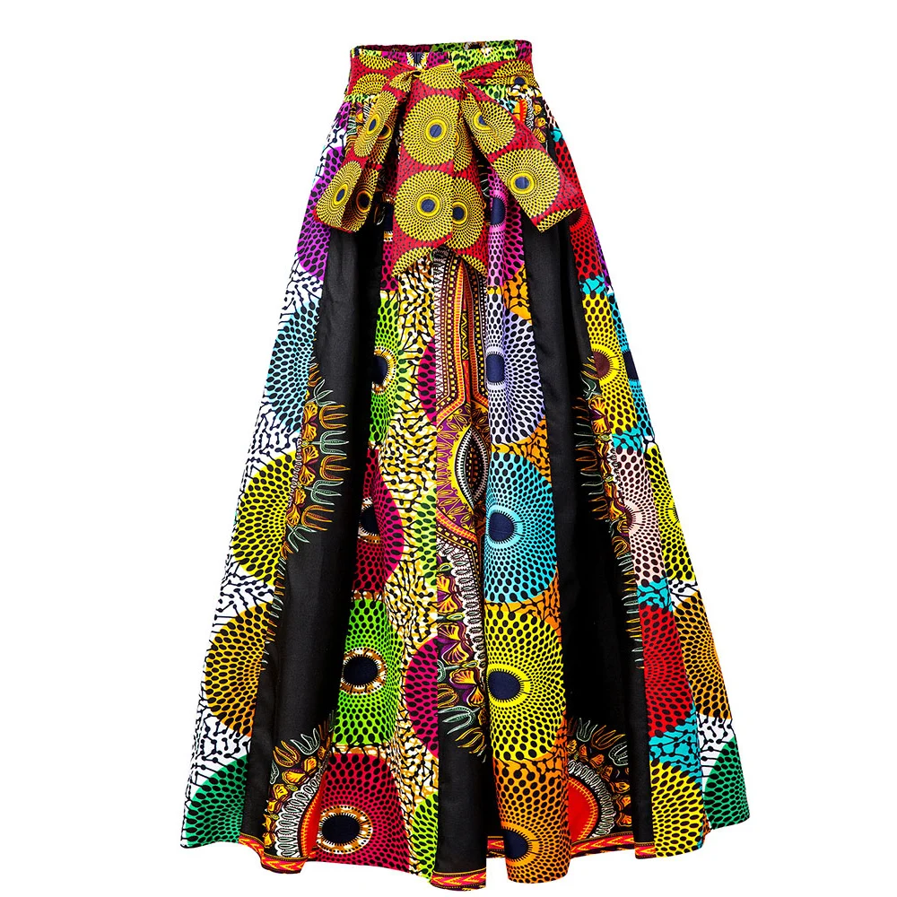 

Maxi skirt For Women 2021 New Fashion Woman skirt wax Print High Waist Long Skirt African Traditional Clothing