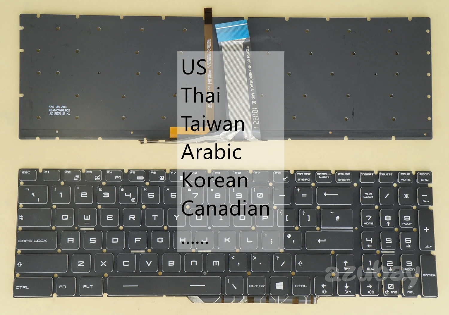 

US UK Thai Taiwanese Arabic Korean Canadian Keyboard For MSI MS-16H4 MS-16H5 MS-16H7 MS-16H8 MS-16J1 MS-16J2 MS-16J4 RGB Backlit