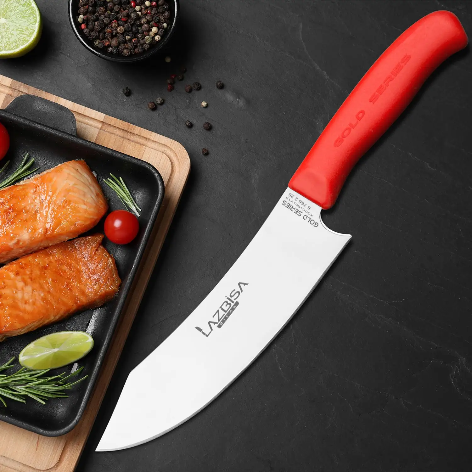 

Lazbisa Kitchen Knife Set Meat Butcher Fruit Vegetable Restaurant Red Craft Curved Chef No 2 Chef Knife Набор кухонных ножей для