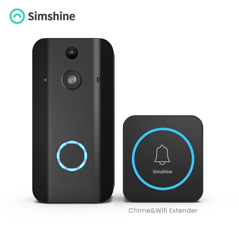 WiFi Video Doorbell Camera Simshine 1080P Wireless Door Bell Cam With Indoor Chime Motion Detection Night Vision 2 Way Audio