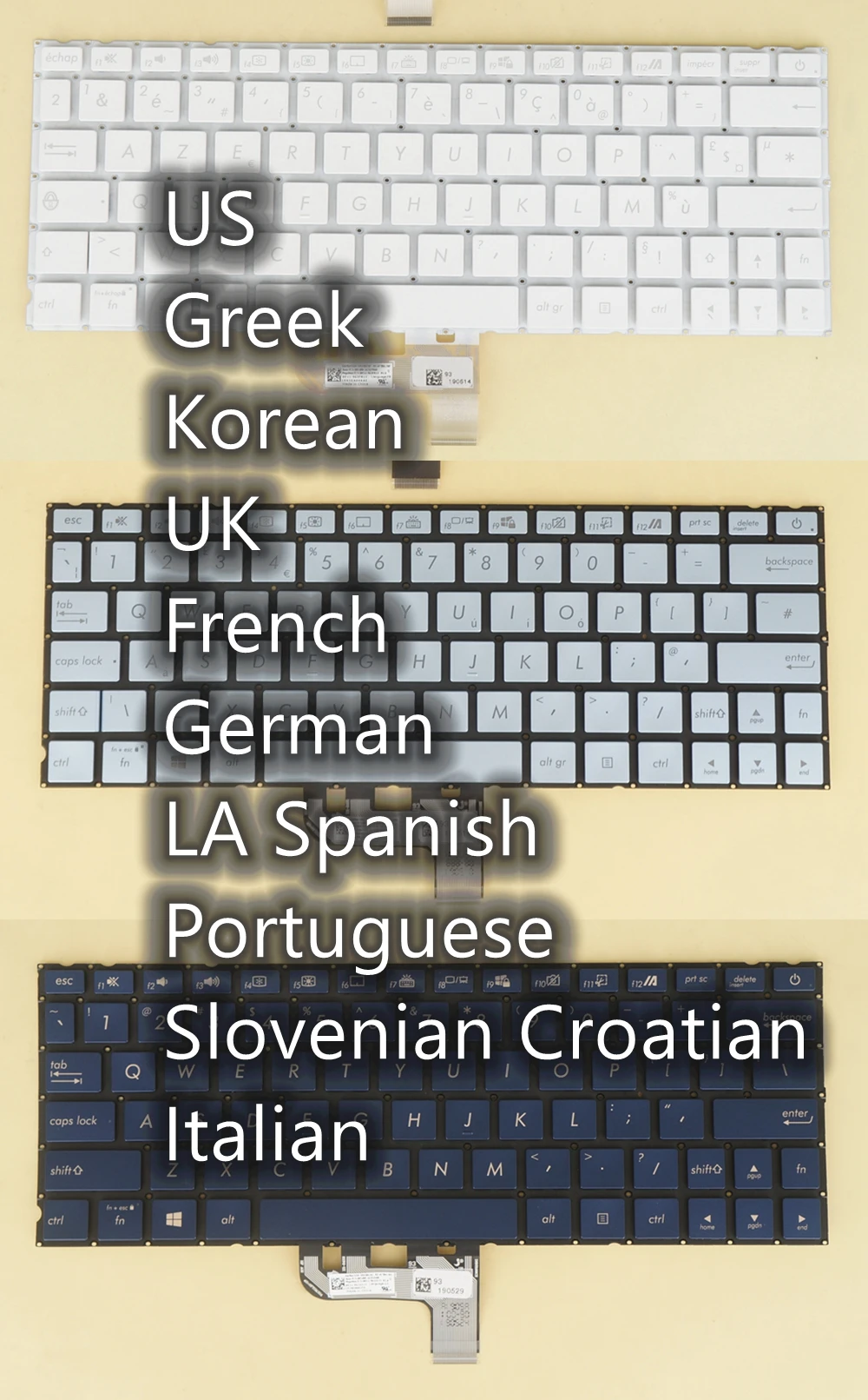 

US Greek Korean UK French German LA Spanish Portuguese Slovenian ITA Keyboard for ASUS Zenbook UX334FAC UX334FL UX334FLC Backlit