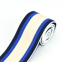 38mm high elastic striped webbing cotton fabric stretch band ribbon multiple color stripe elastic band strap webbing
