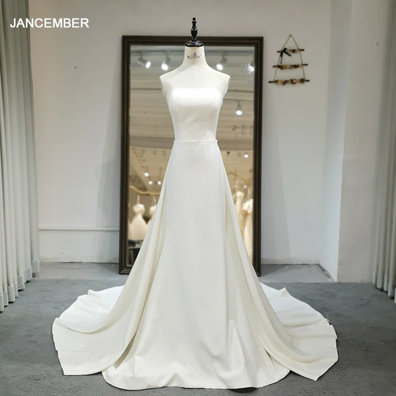 

QD06109 простое свадебное вечернее платье трапециевидной формы на шнуровке простое свадебное платье без бретелек Тюль свадебное платье на новый год 2022