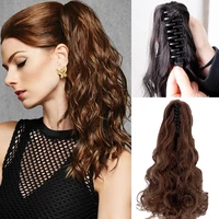 16inches synthetic ladies claw clip hair wavey extension natural material heat resistant chemical fiber artificial ponytail