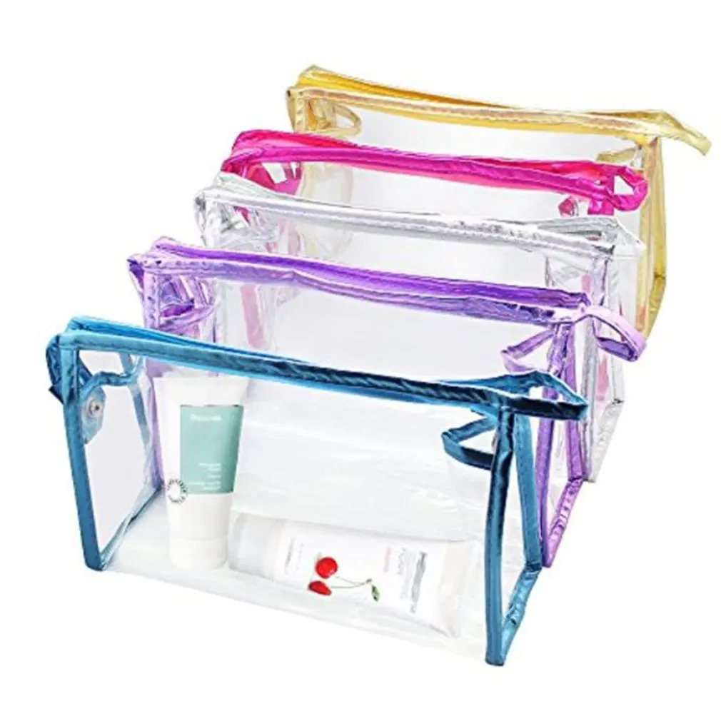 

5pcs Transparent Waterproof Cosmetic Bag Pvc Zipper Cosmetic Bag Vacation Bathroom Storage Bag Travel Kit Beauty Makeup Bag