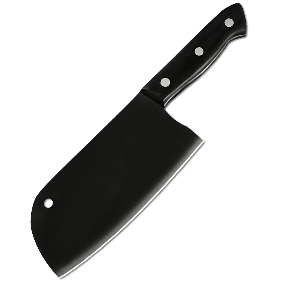7 дюймов 3Cr14 черный нож из нержавеющей стали полностью Tang Мясник ручной работы
