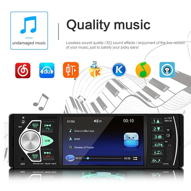 Автомагнитола 1 Din MP5 плеер Bluetooth мультимедиа AUX стереовыход U-диск TF-карта ридер 12 В