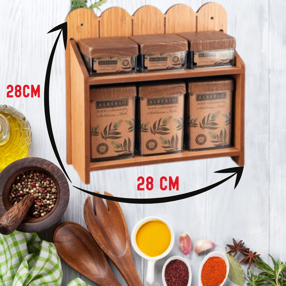 

Spice Box Set 7 pcs with wooden stand Household Kitchen Supplies Plastic Seasoning Jar Set Seasoning Bottle Salt Cans Sugar Bowl