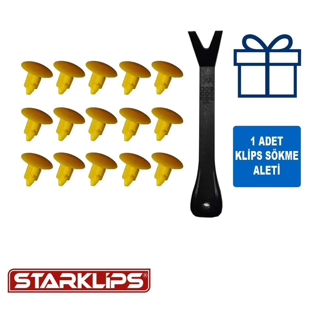 

Universal Clip Yellow 10 X22X22 Ral 1021 15 Pcs Car fastener for-Push Pin-Trim Rivet
