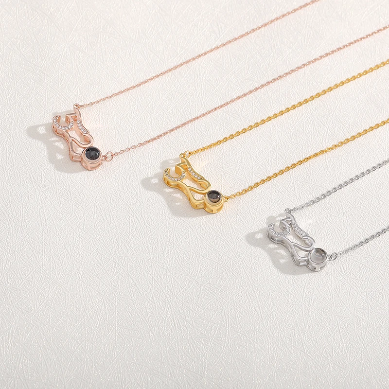 Ожерелье женское из нержавеющей стали с проекцией на 100 языках|Ожерелья