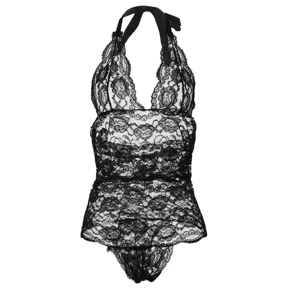 Женское Бандажное кружевное нижнее белье черная сексуальная ночная рубашка