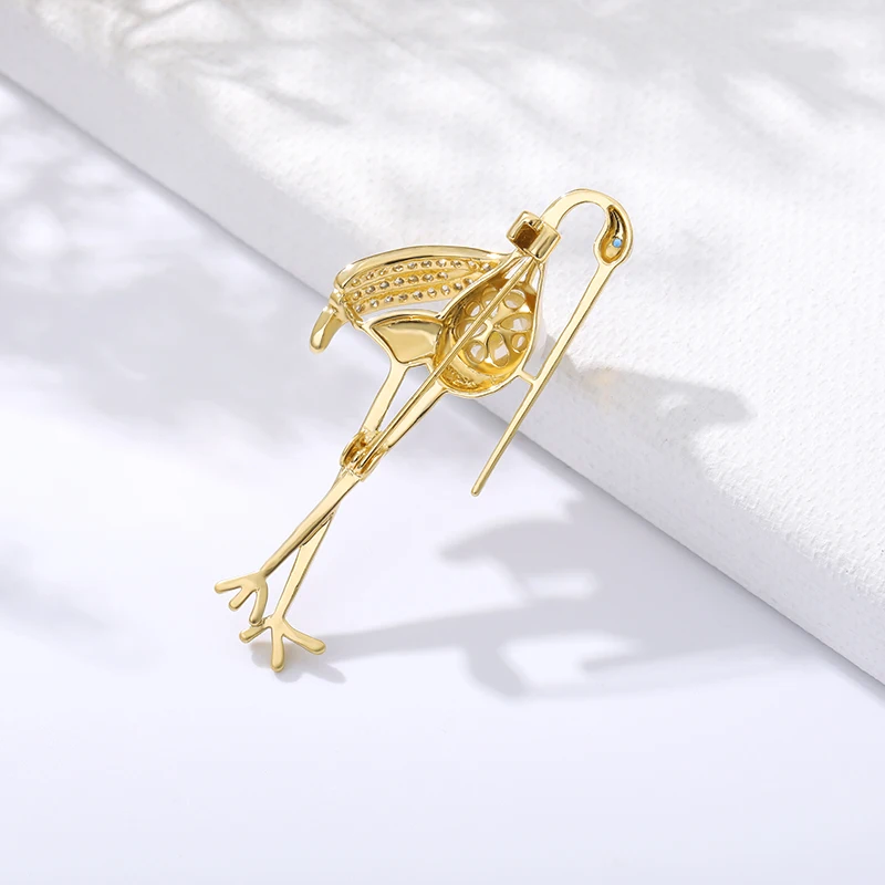 Стразы заколки с животными роскошный острый рот птица золотой фламинго