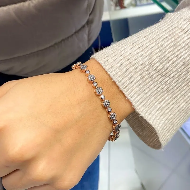 Османский мотив Divan ногтей алмаз монтюр водный 925 серебряный браслет | Украшения и