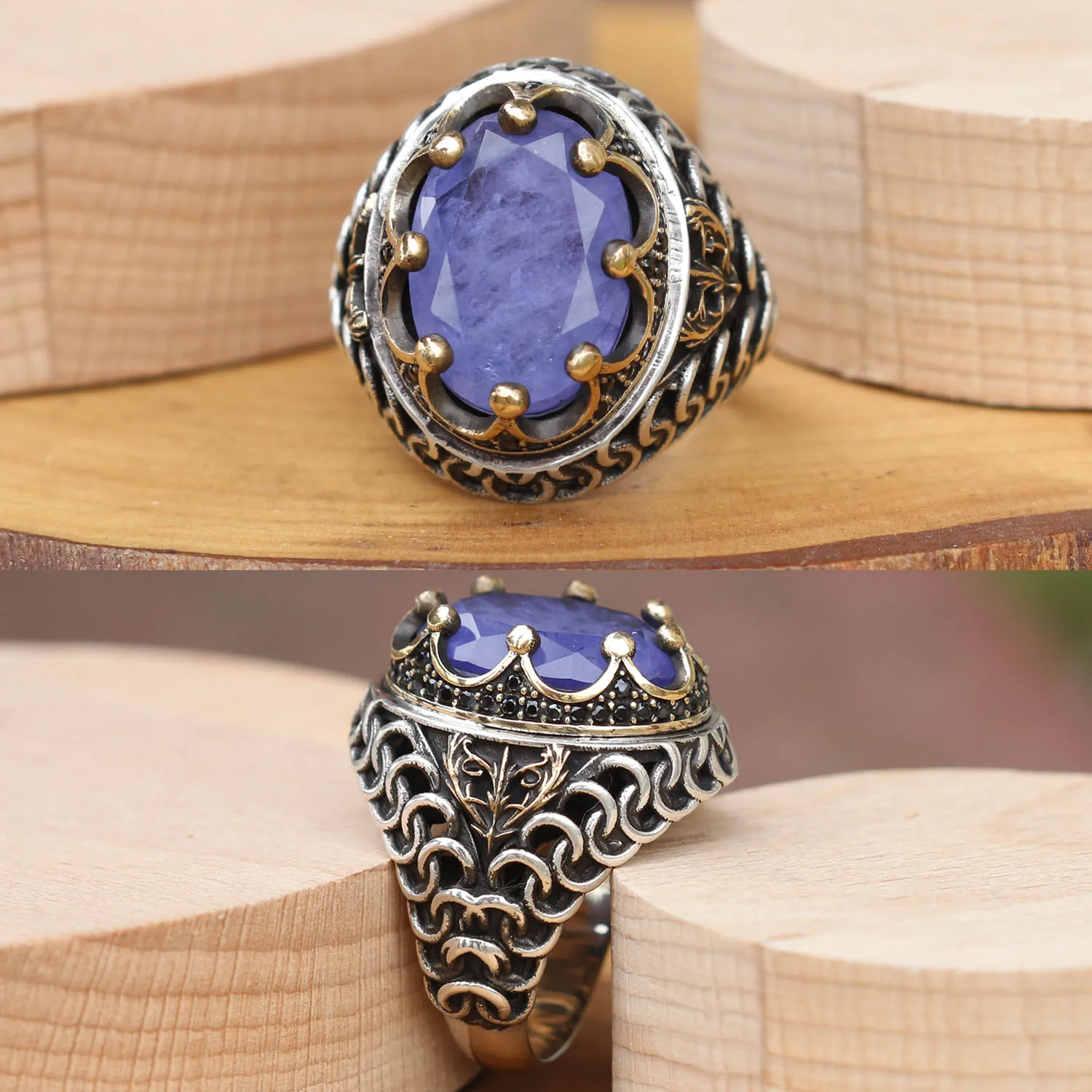 

ALA Series | Paraiba Stone King Crown Model Silver Ring Fashion Turkish Premium Quality Handmade Jawelery