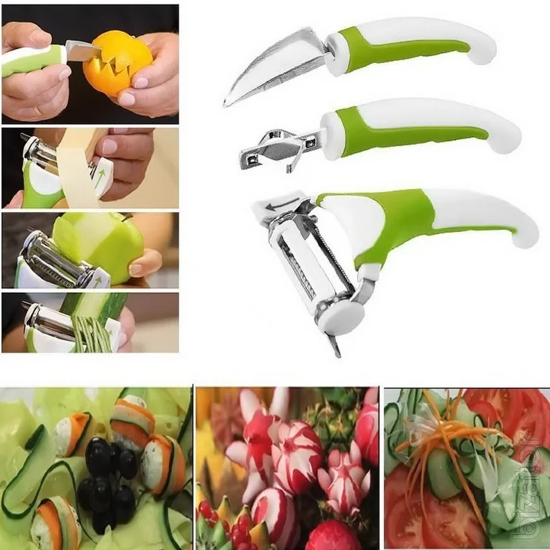 Set triple sliser and 2 knife vegetable cutter (White Green) |