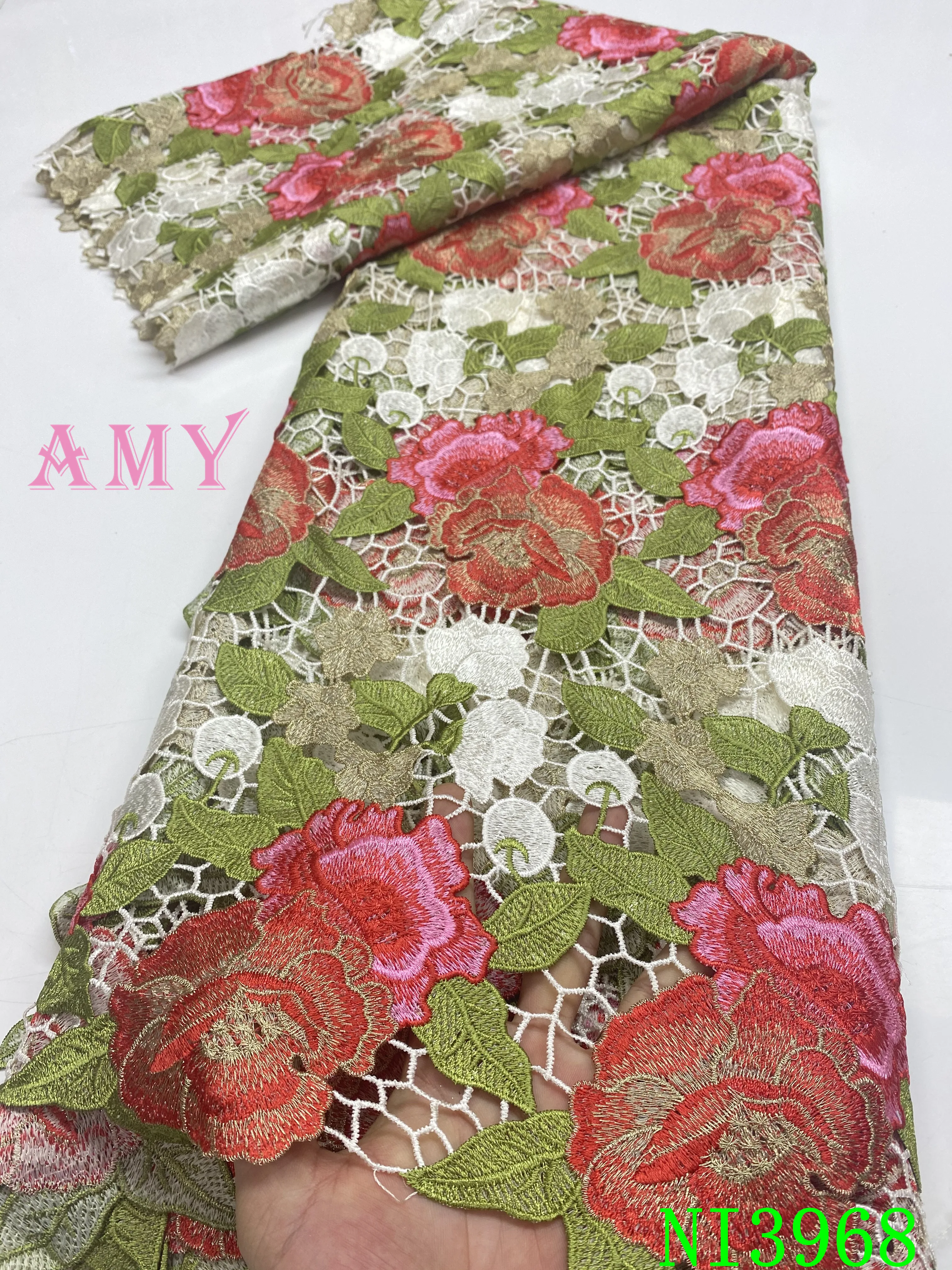 

African Guipure Fabric 2020 High Quality Nigerian France Cord Water Soluble Lace For Wedding AMYNI3968