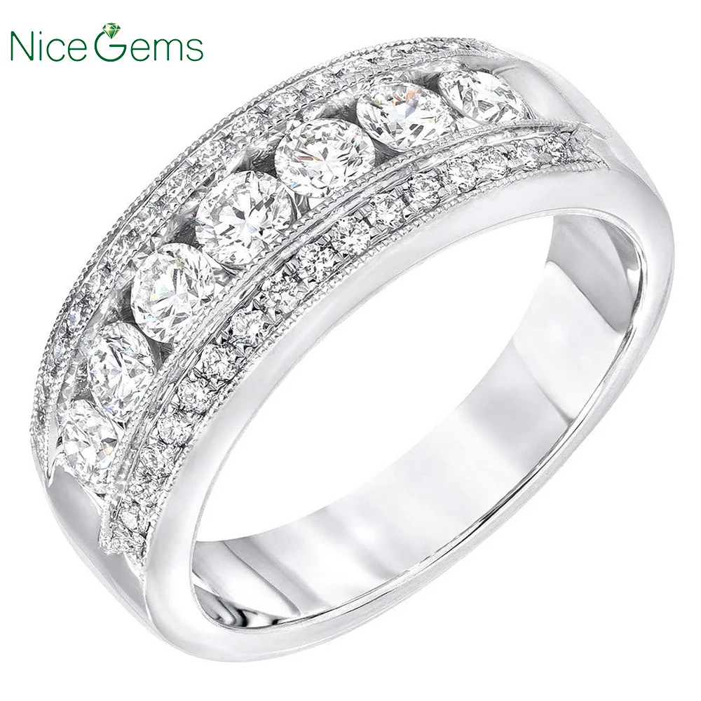 Браслеты NiceGems из белого золота 14 к круглый бриллиант CTW обруч с муассанитом DF