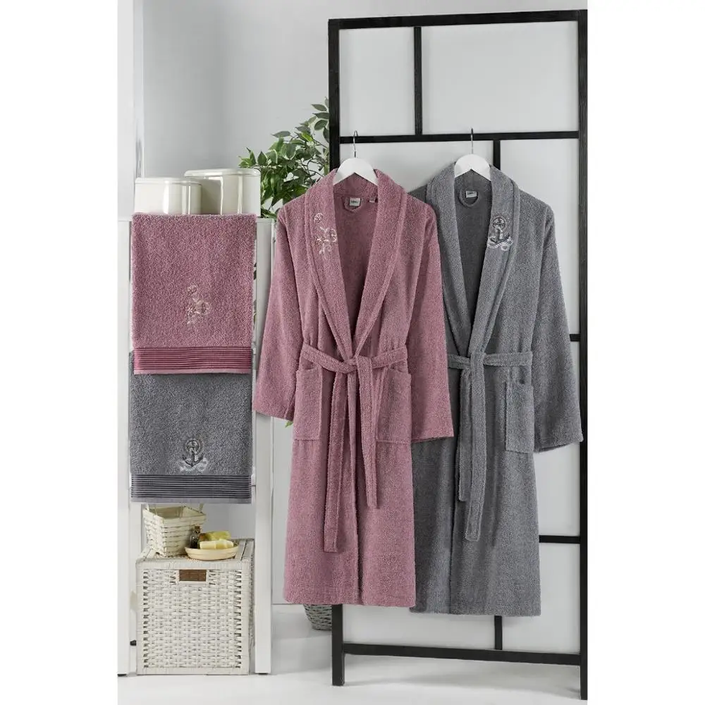 

Family Bathrobe 100% Cotton Premium Turkish Special Towel For couples 4 pieces