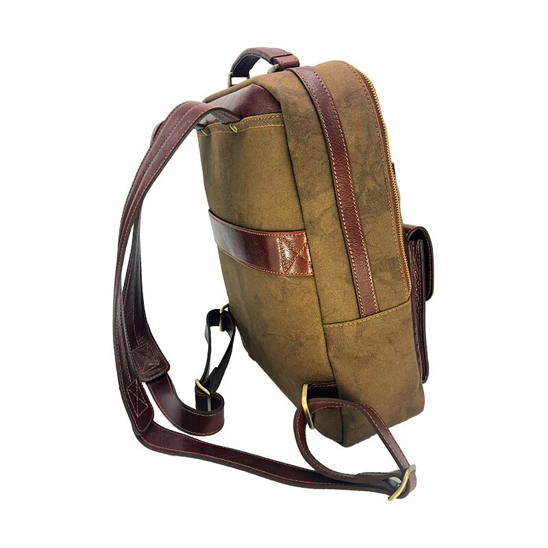 Сделано в Италии натуральная кожа холщовая и верхняя мужской рюкзак