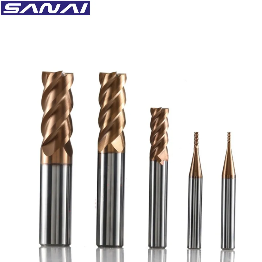 

Flat End Mill HRC 55° 4 Flutes Tungsten Carbide Steel Milling Cutter 1mm - 20mm CNC Lathe Machining Cutting Tool Square Edge