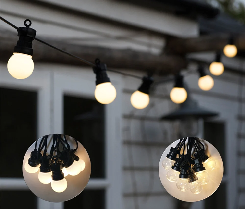 Luzes de Fadas para o Natal Pátio ao ar Lâmpadas Festão Corda Casamento Jardim Livre Festa Café Quintal Luz Decoração 23m 25 G50 Led