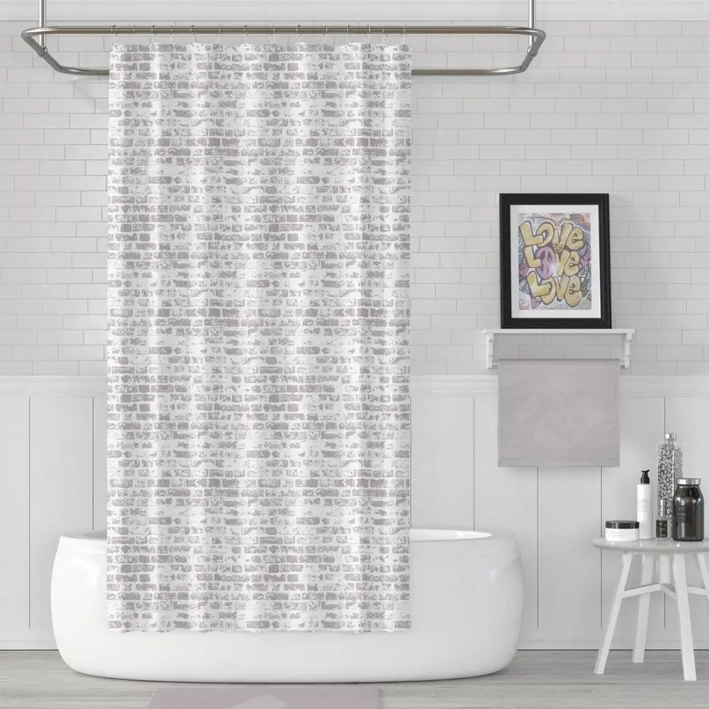 

Zethome 1406 Wall Shower Curtain 180x200 cm Modern Design Polyester Fabric Waterproof Washable Mould (71"x78")
