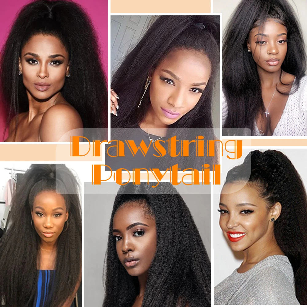 

Drawstring Ponytail Extensions ForWomen Synthetic wig High Quality Kinky Straight Ponytail Afro Hair 24Inches Long Hair ponytail