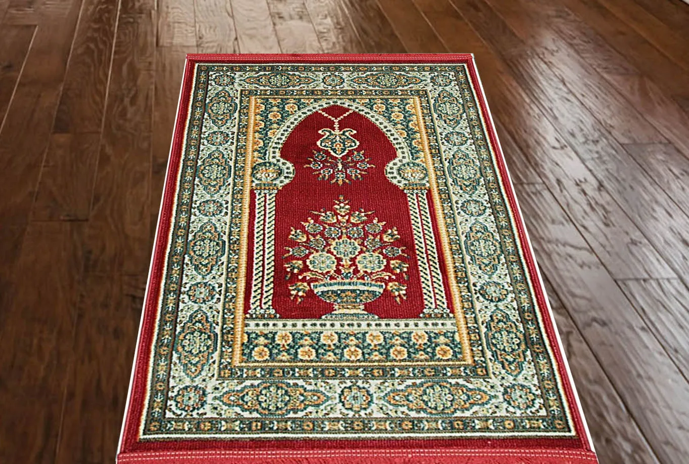 

Turkish Prayer Red Janamaz Vintage Non-Slip Tasseled Sejadah Thick Soft Kilim Carpet Muslim Prayer Mat İslamic Gift